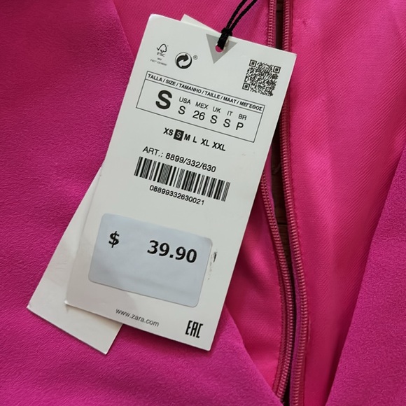 BRAND NEW size small Zara HOT PINK bodysuit with shoulder pads - Picture 2 of 5